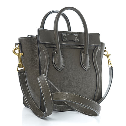 Celine Drummed Calfskin Nano Luggage Stone 3 of 12