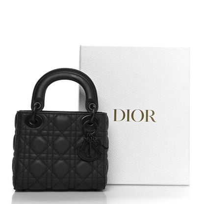 Christian Dior Ultra Matte Calfskin Cannage Mini Lady Dior Black 10 of 10