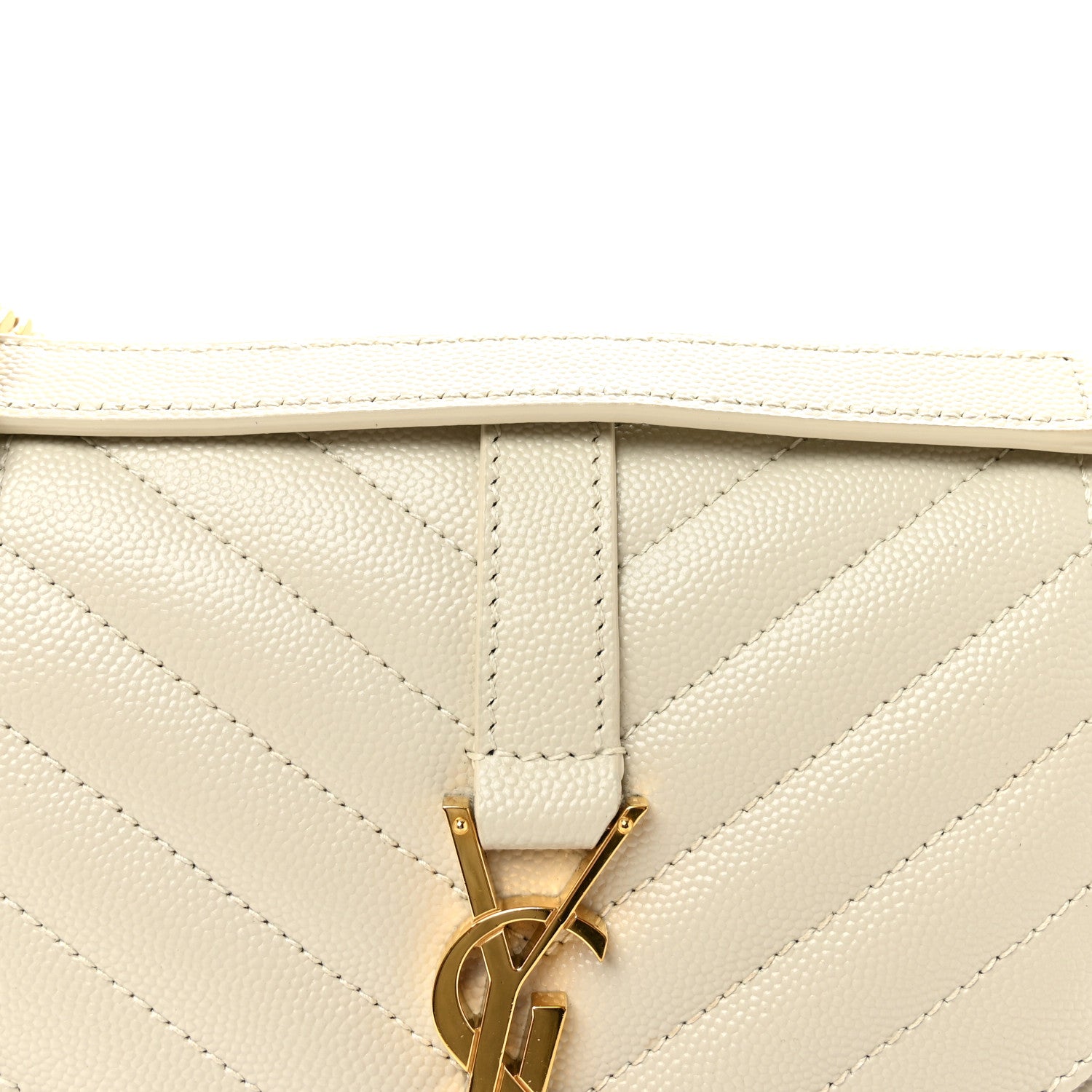Saint Laurent Grain De Poudre Textured Mixed Matelasse Medium Triquilt Monogram Satchel Crema Soft 7 of 10