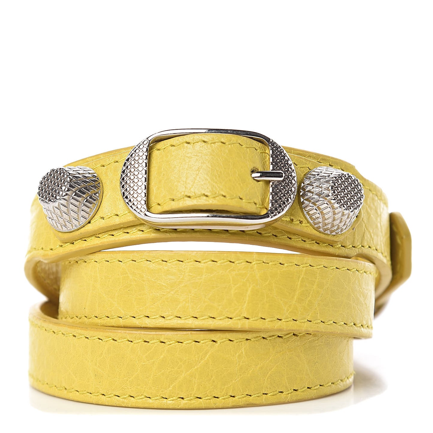 Agneau Giant Silver Hardware Triple Tour M Bracelet Curry
