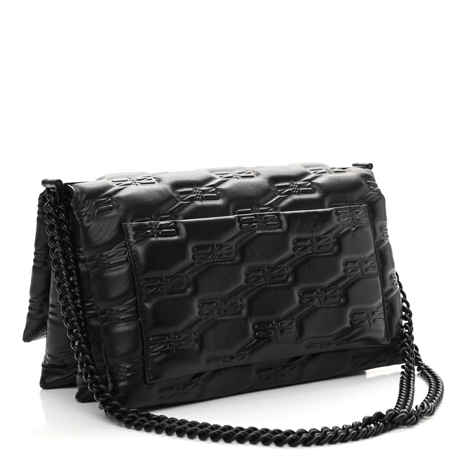 Balenciaga Nappa BB Monogram Embossed Medium Triplet Bag Black 3 of 9