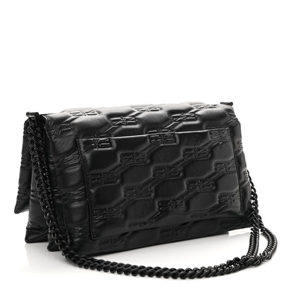 Balenciaga Nappa BB Monogram Embossed Medium Triplet Bag Black 3 of 9