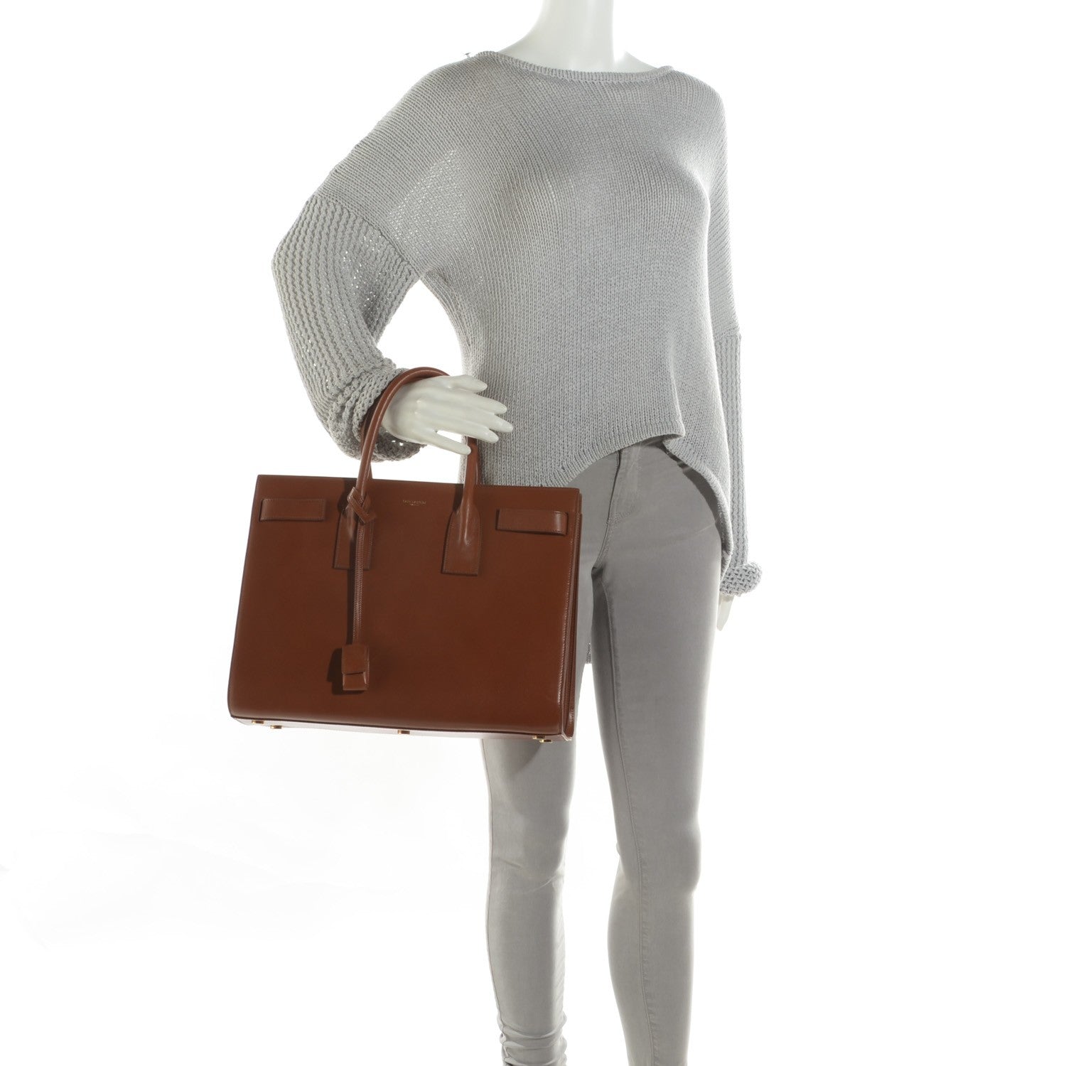 Saint Laurent Calfskin Large Sac De Jour Carryall Cognac 2 of 7