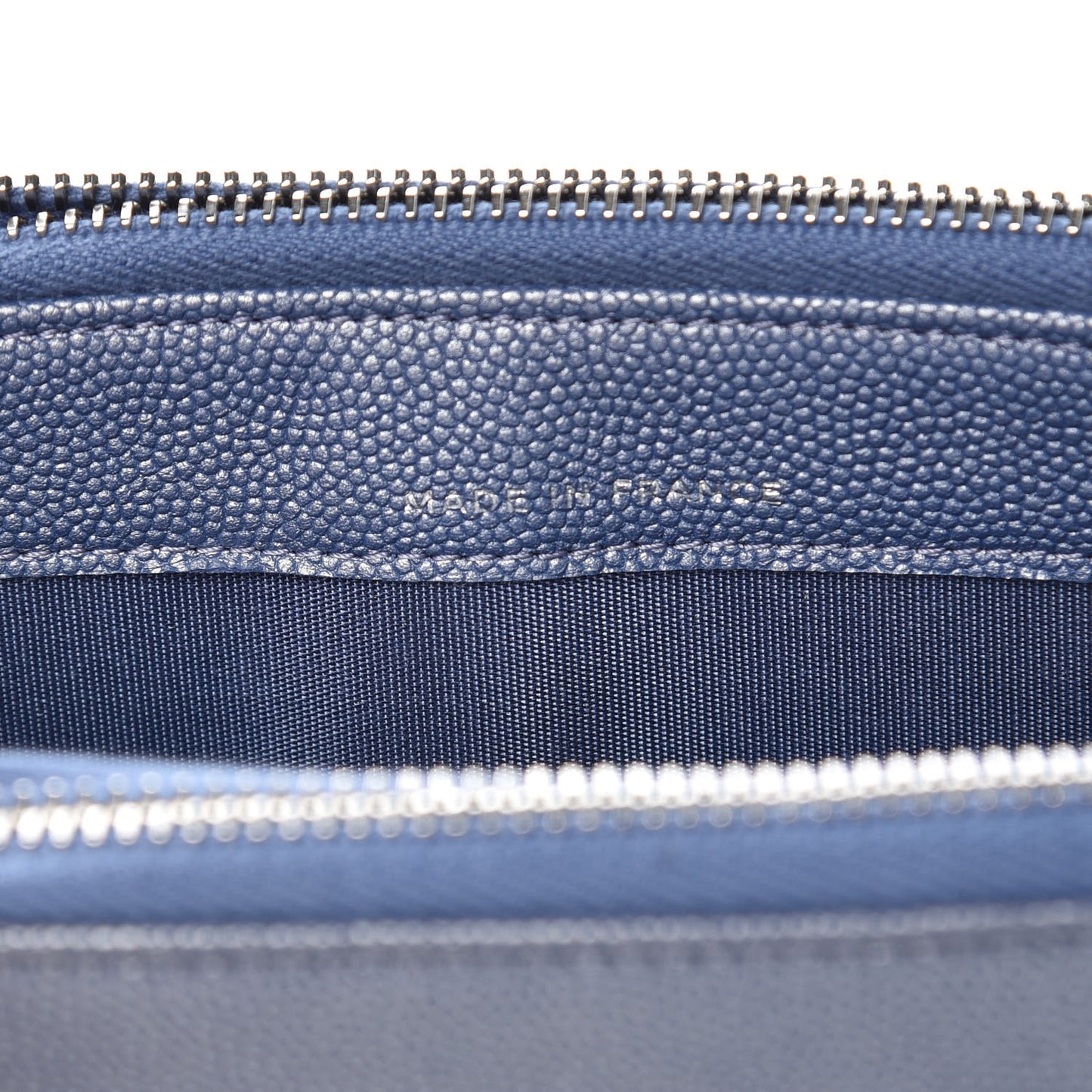 Metallic Caviar Chevron Quilted Small Vintage Mademoiselle Clutch With Chain Light Blue