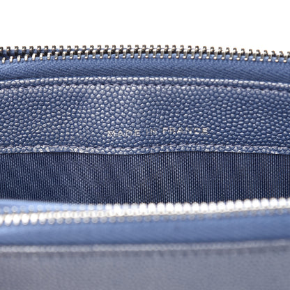 Chanel Metallic Caviar Chevron Quilted Small Vintage Mademoiselle Clutch With Chain Light Blue 8 of 11