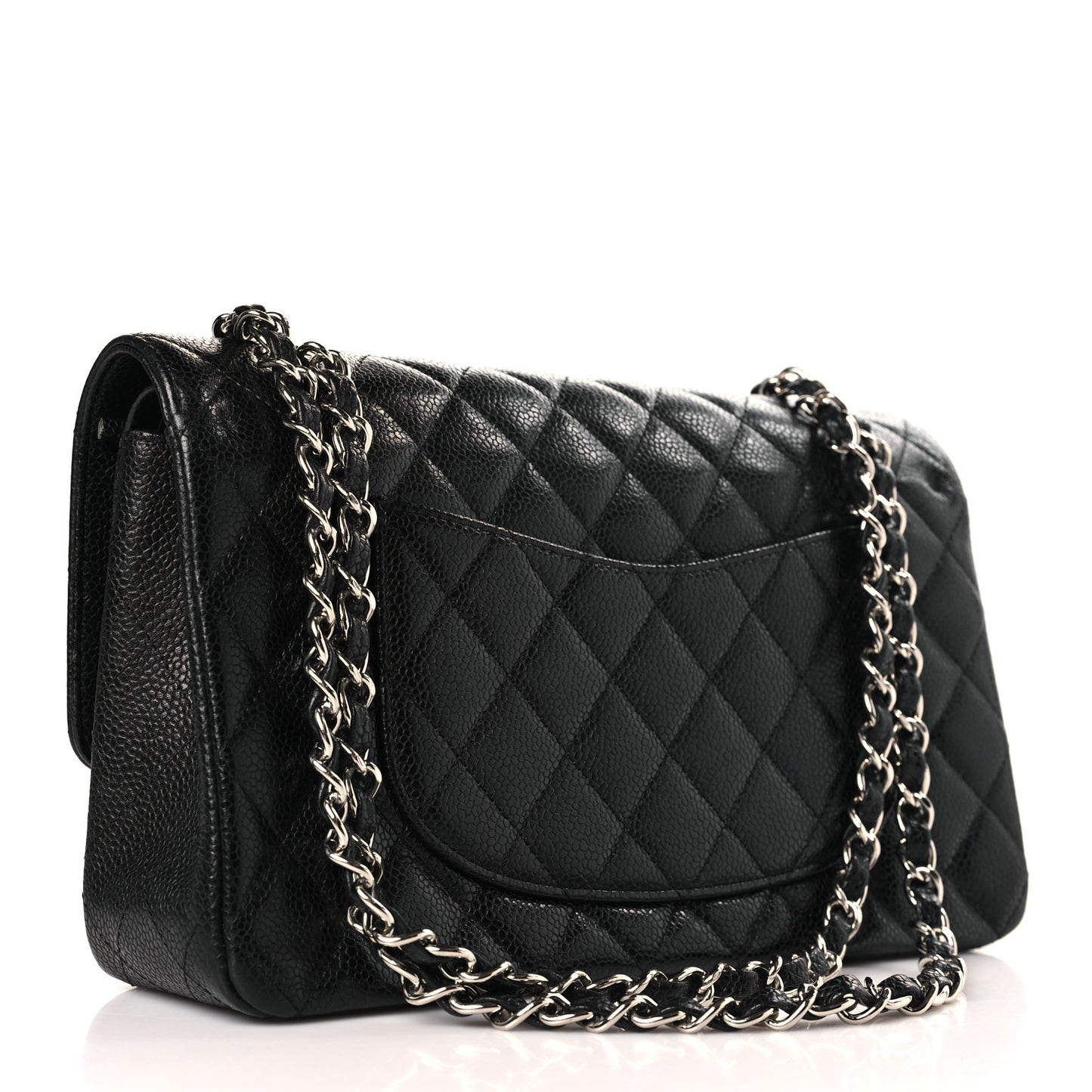 Caviar Quilted Medium Double Flap Black