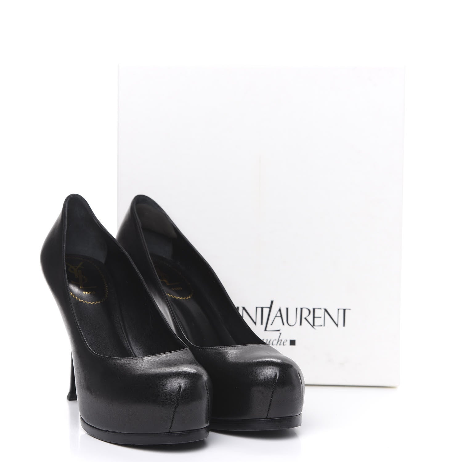 Saint Laurent Calfskin Tribtoo 80 Platform Pumps 40 Black 10 of 10