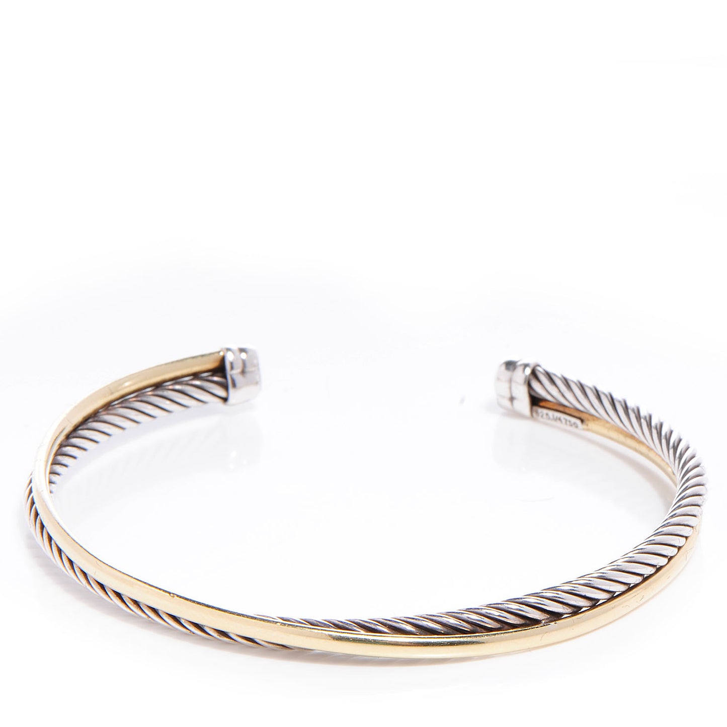 Sterling Silver 18K Yellow Gold 3mm Crossover Cuff Bracelet