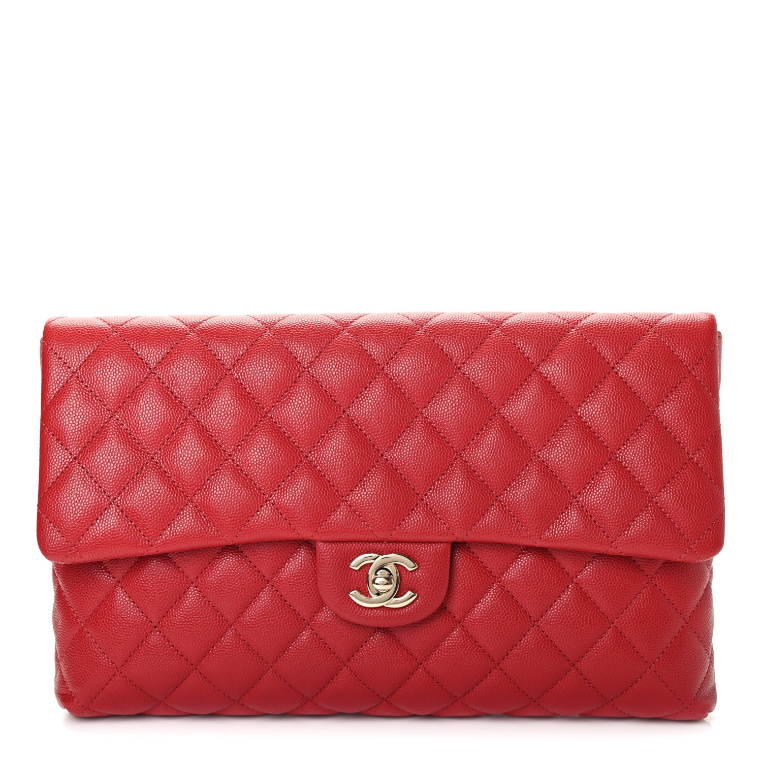 Chanel Caviar Quilted Flap Clutch Red 1 of 4
