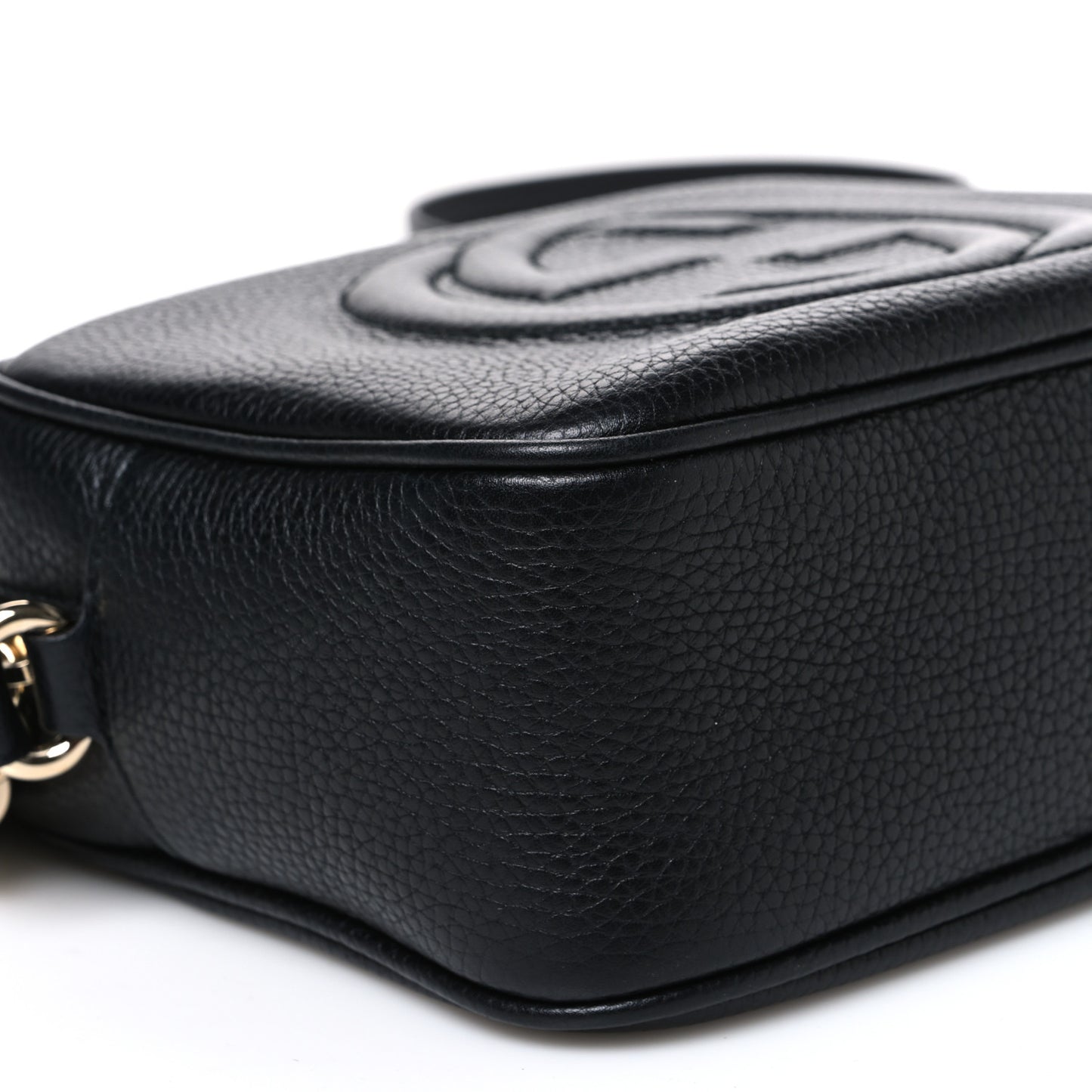 Pebbled Calfskin Small Soho Disco Bag Black