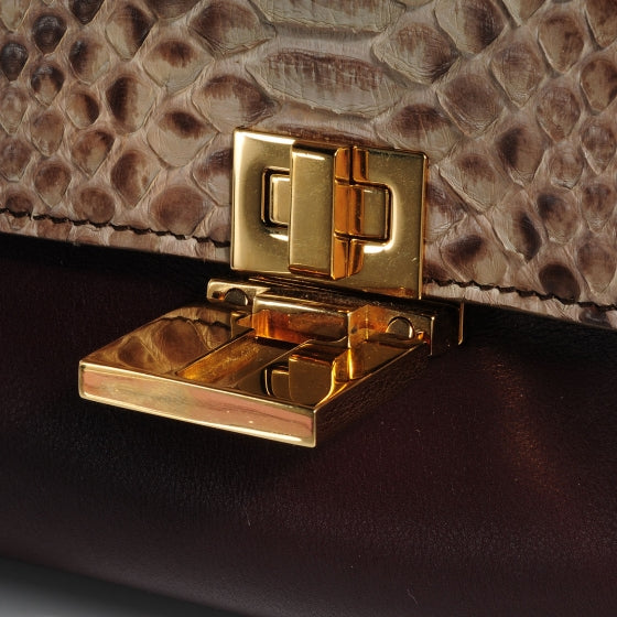 Celine Python and Suede Medium Trapeze Khaki 8 of 11