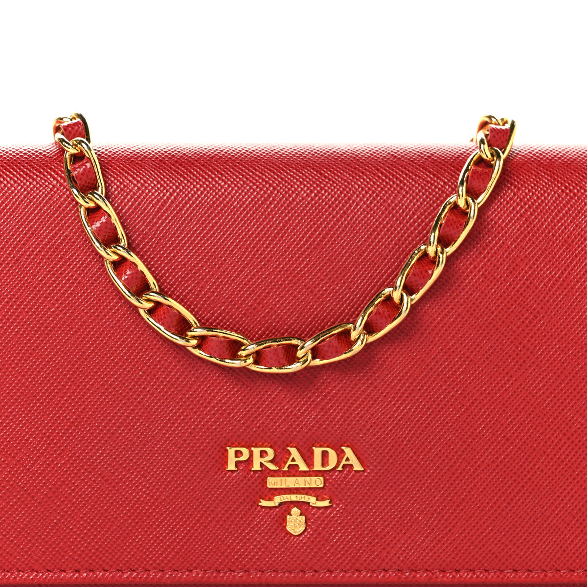Prada Saffiano Wallet on Chain Fuoco 7 of 9