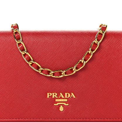 Prada Saffiano Wallet on Chain Fuoco 7 of 9