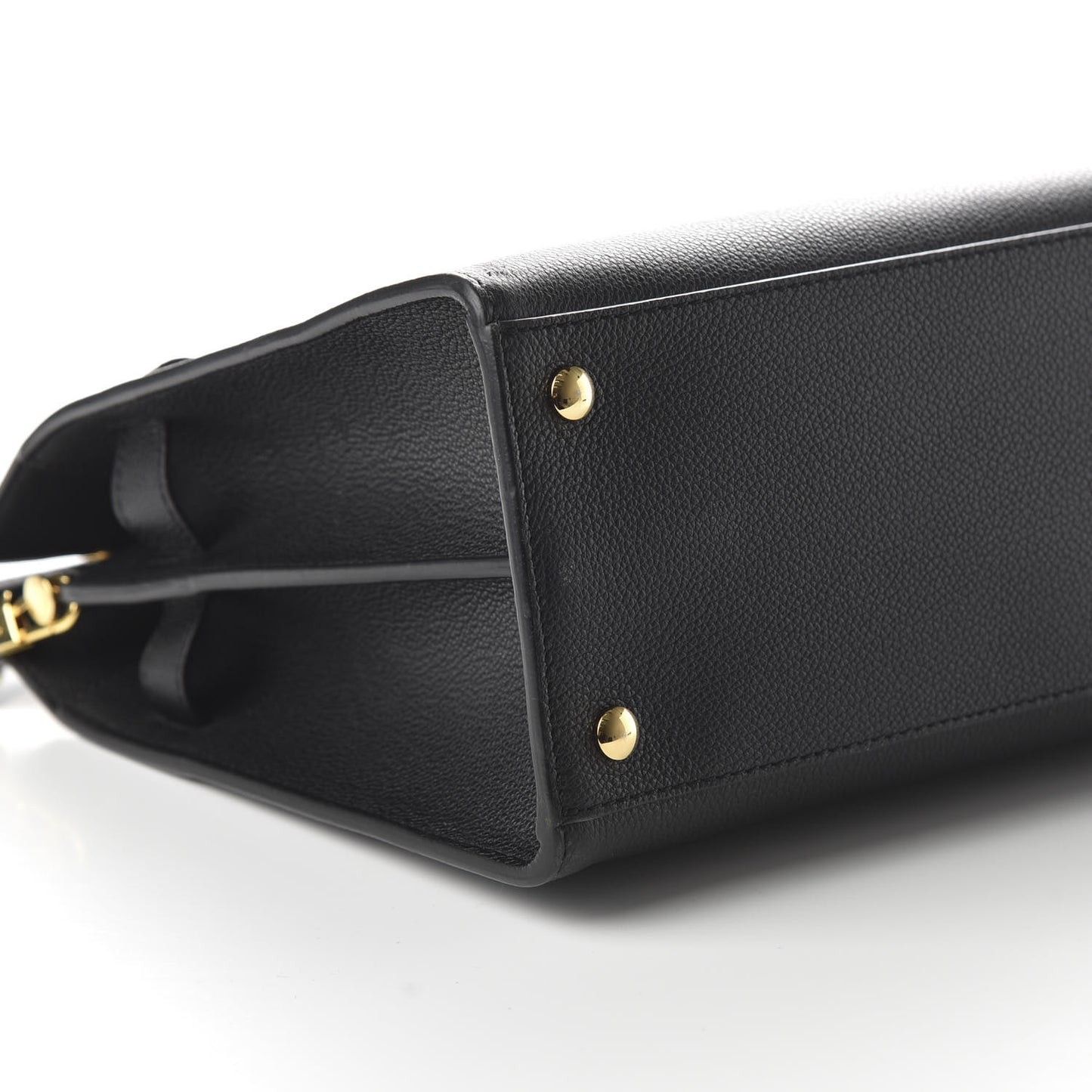 Grainy Calfskin Medium Title Bag Black