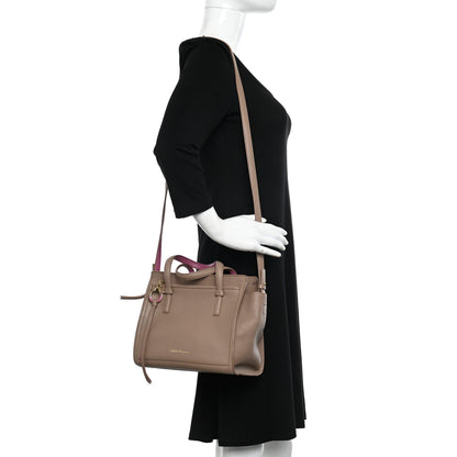 Salvatore Ferragamo Hammered Calfskin Double Handle Small Amy Tote Beige Pink 2 of 10
