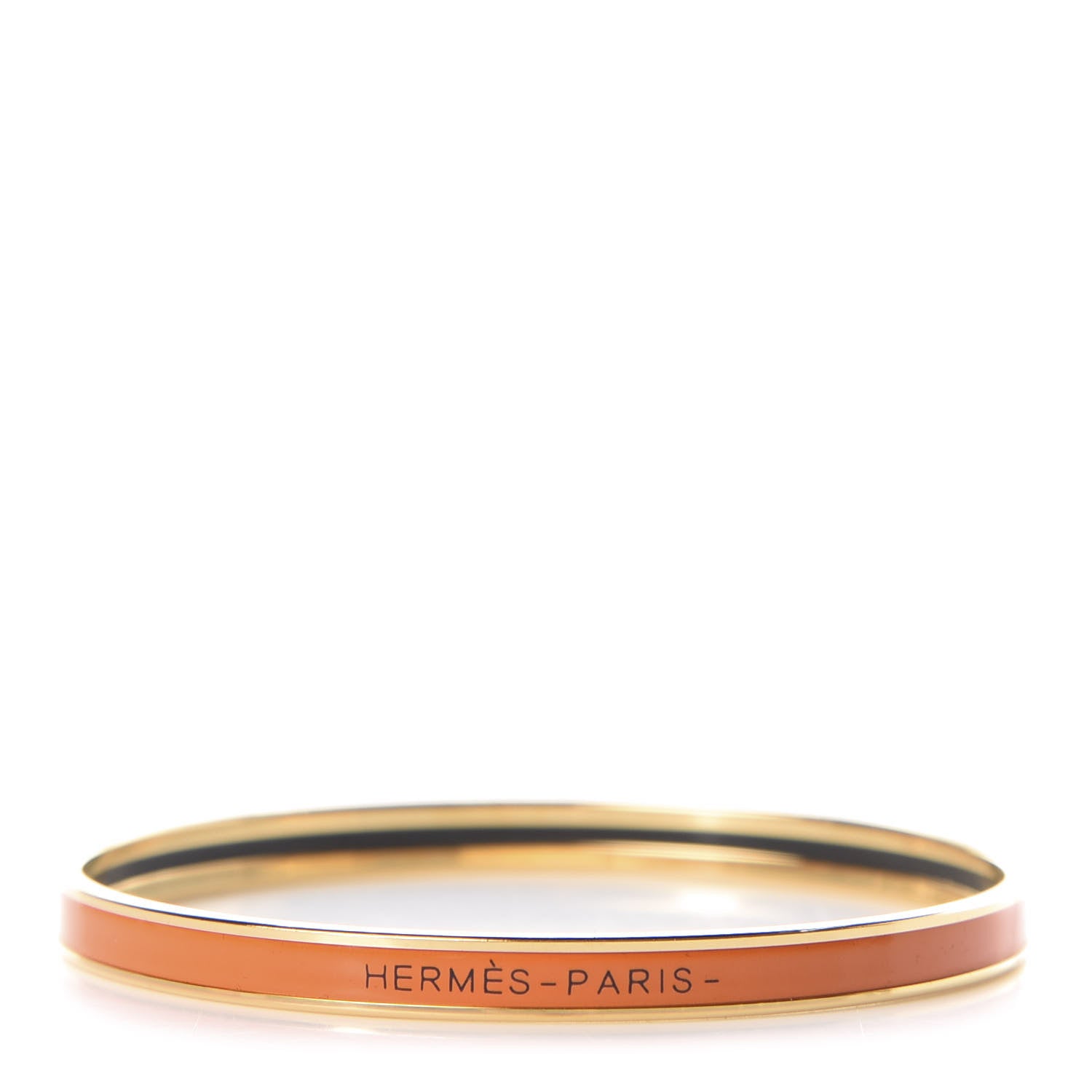 Hermes Enamel Printed Extra Narrow Plain Bracelet 65 Orange 1 of 5
