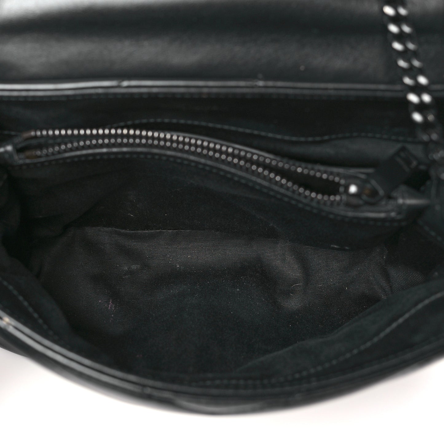 Calfskin Y Quilted Monogram Monochrome Small Loulou Chain Satchel Black