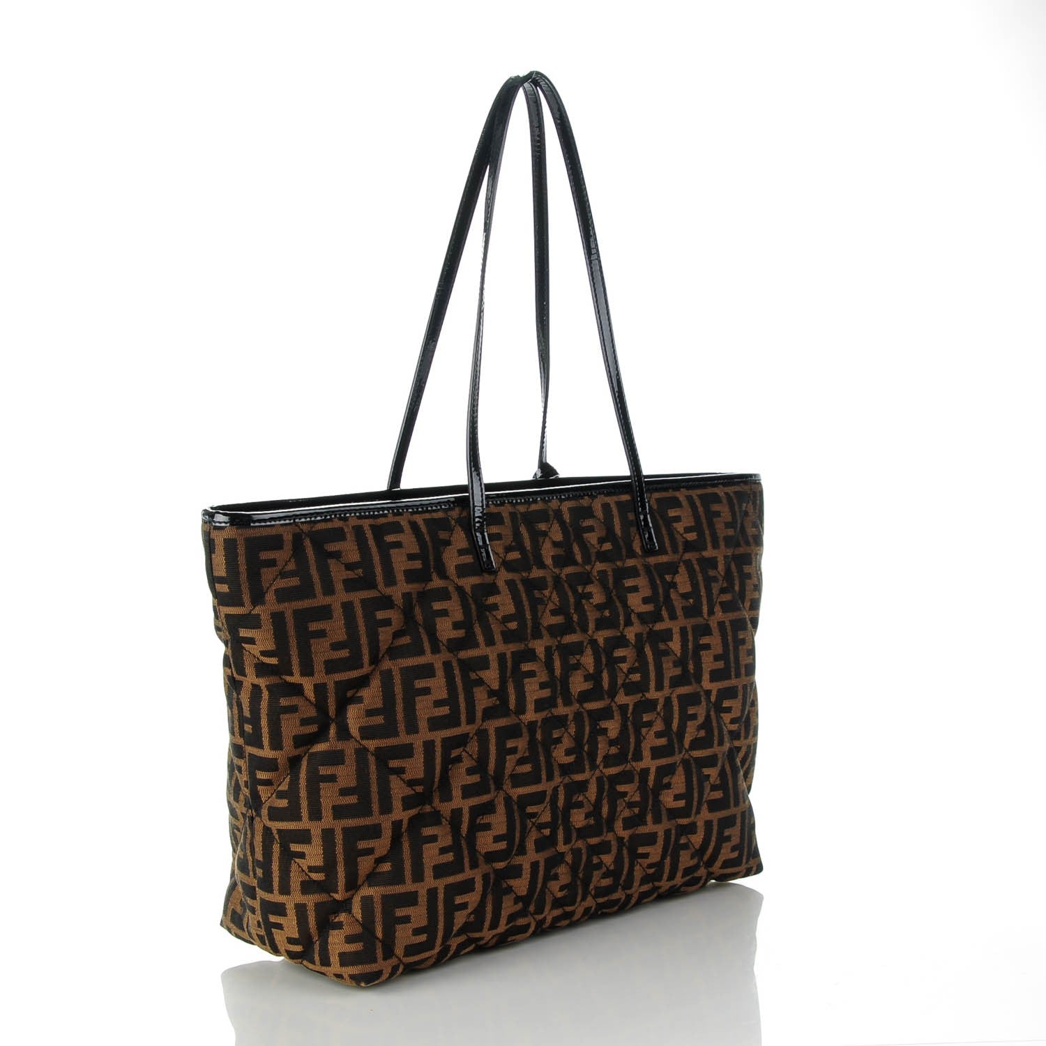 Fendi Zucca Quilted Medium Roll Tote Tobacco Black 3 of 7