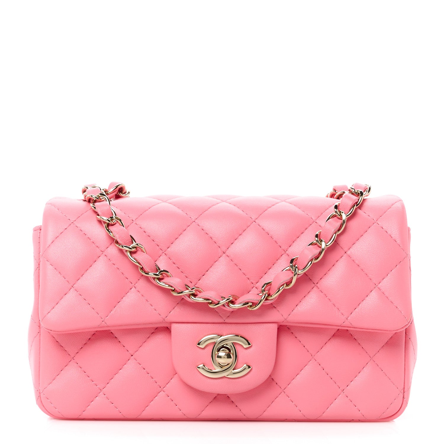 Chanel Lambskin Quilted Mini Rectangular Flap Pink 1 of 13