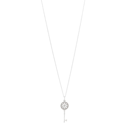 Tiffany Sterling Silver Diamond Small Daisy Key Pendant Necklace 1 of 7