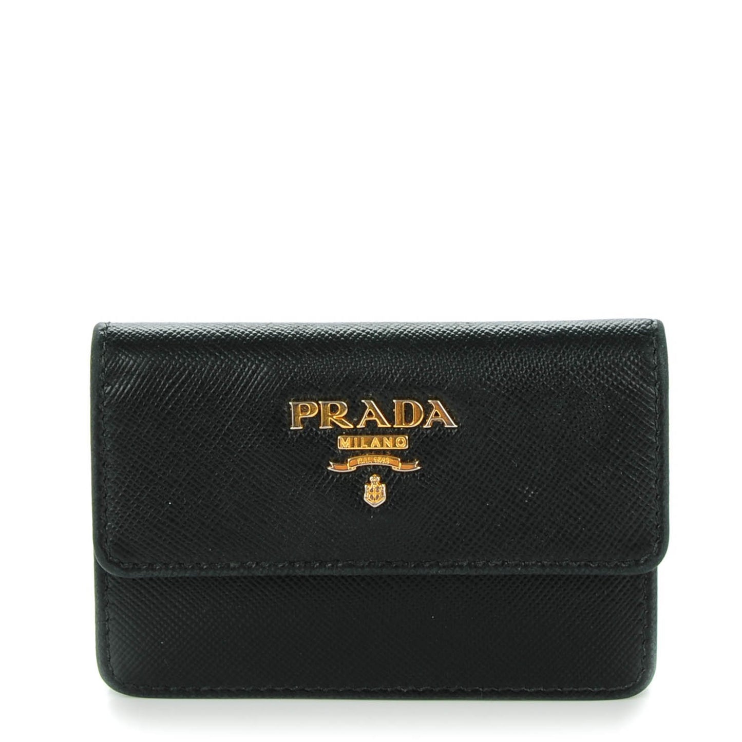 Saffiano Metal Flap Card Holder Black