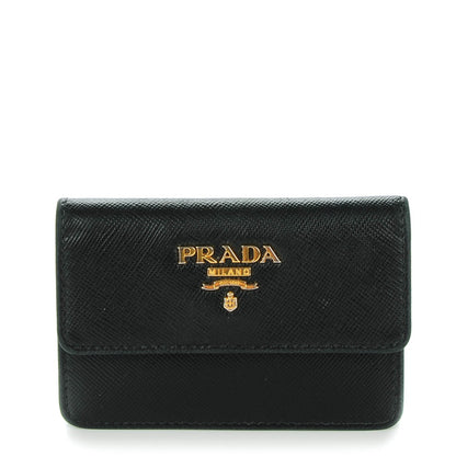 Prada Saffiano Metal Flap Card Holder Black 1 of 7