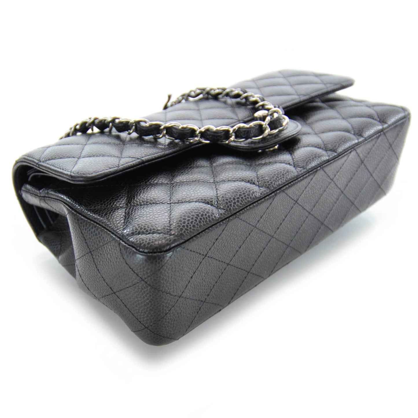Caviar Quilted Medium Double Flap Black
