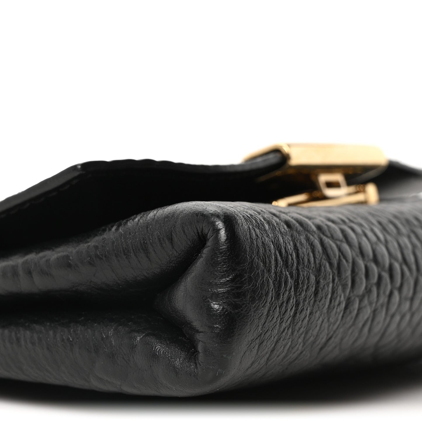 Signature Grain Calfskin Check Embossed Langley Crossbody Black
