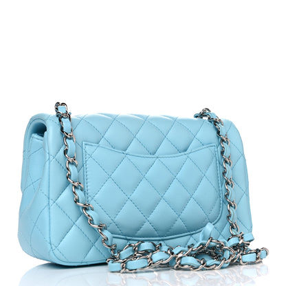 Chanel Lambskin Quilted Mini Rectangular Flap Neon Blue 5 of 12