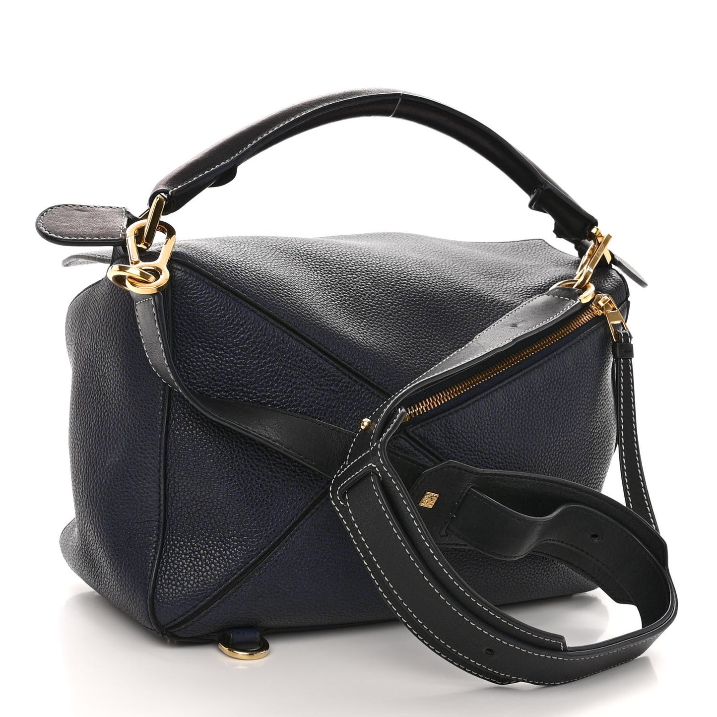 Calfskin Medium Puzzle Bag Midnight Blue Black