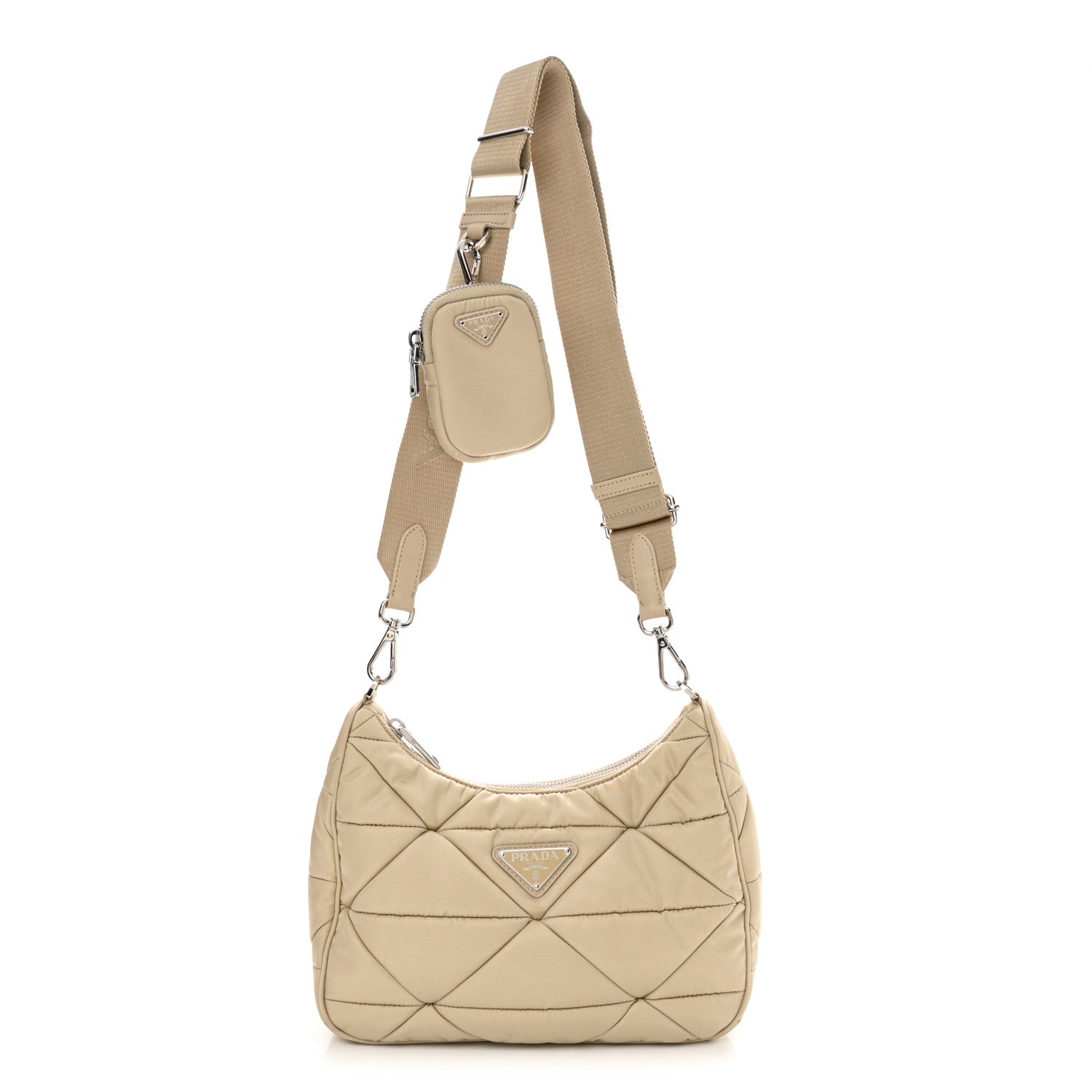 Prada Re-Nylon Triangle Quilted Padded Patchwork System Shoulder Bag Deserto 1 of 11