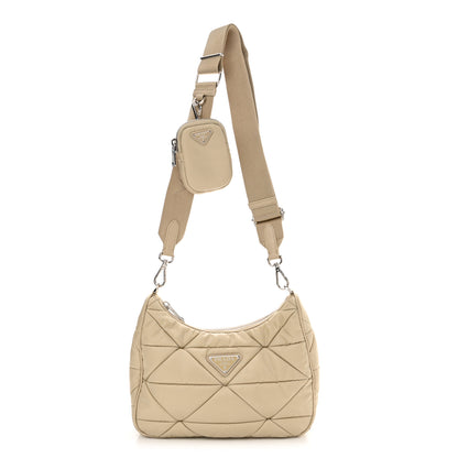 Prada Re-Nylon Triangle Quilted Padded Patchwork System Shoulder Bag Deserto 1 of 11