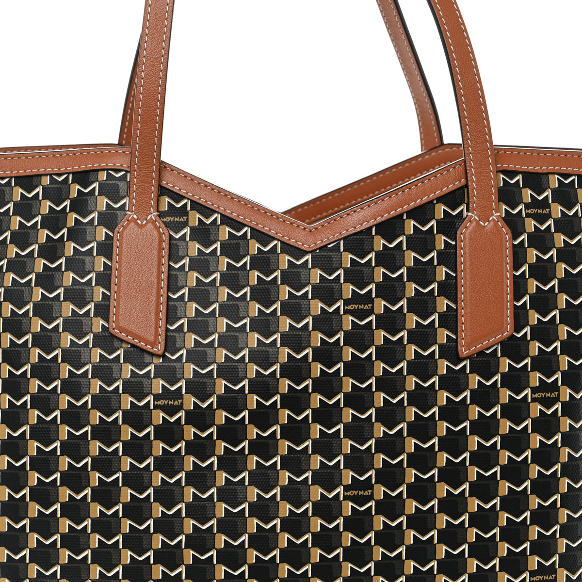 Moynat Calfskin Canvas M Tote MM Brown 9 of 12