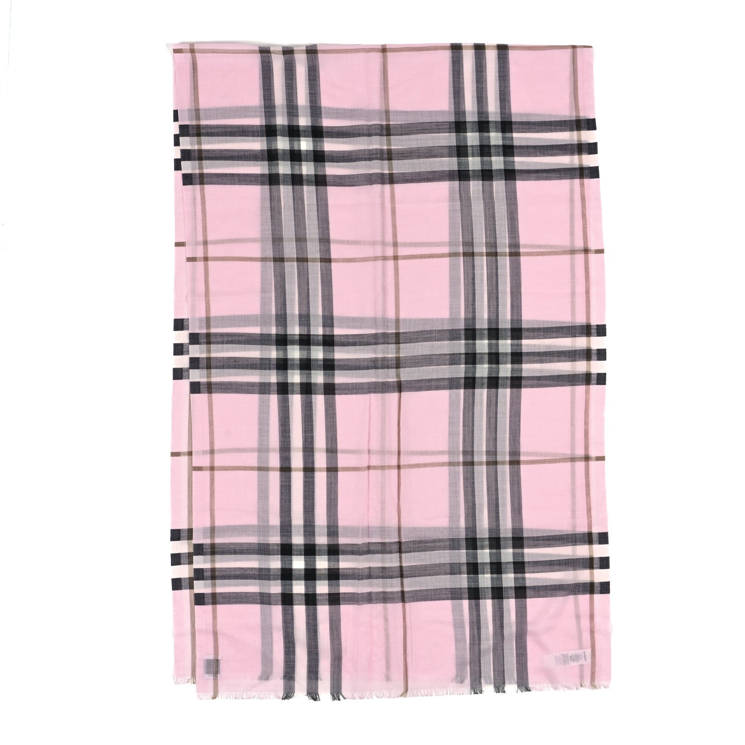 Burberry Wool Silk Gauze Giant Check Scarf Alabaster Pink 2 of 4