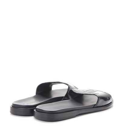 Chanel Patent Calfskin CC Slip On Mules 38.5 Black 4 of 9