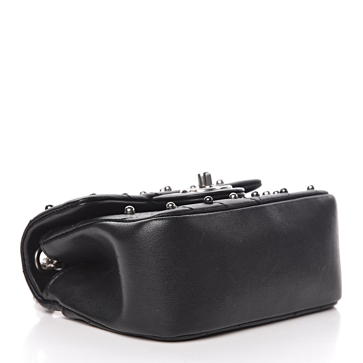 Chanel Lambskin Chevron Quilted Studded Mini Flap Black 4 of 12