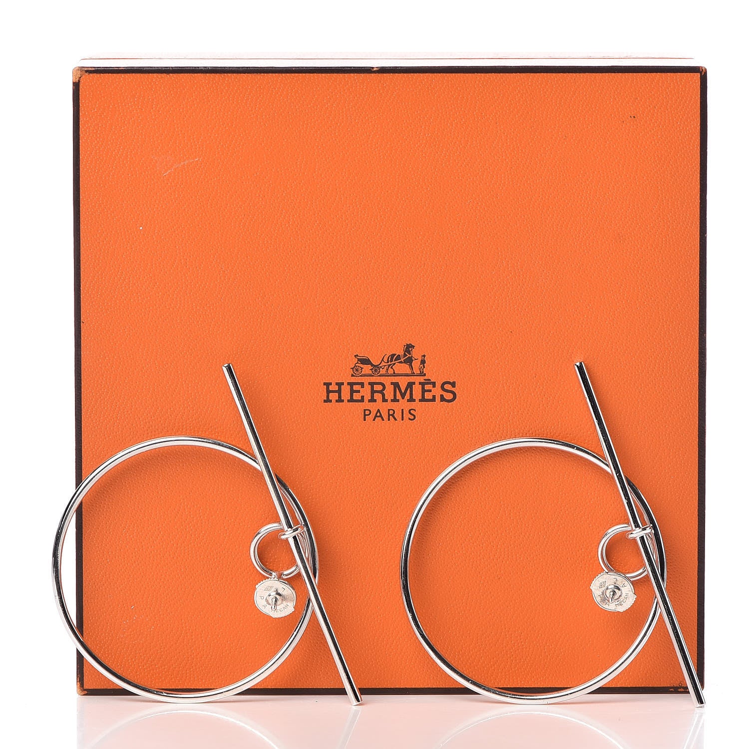 Hermes Sterling Silver MM Loop Earrings 6 of 6