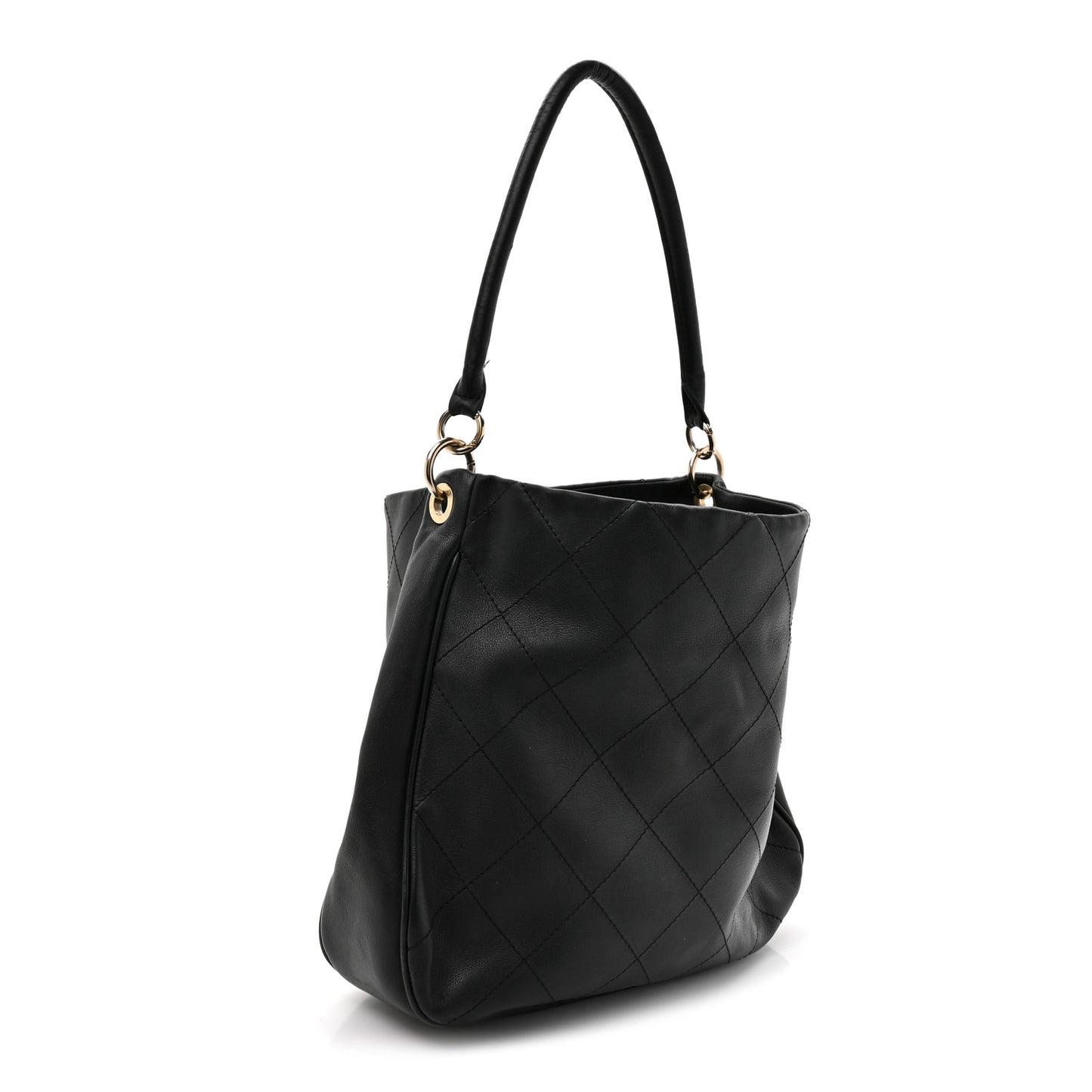 Calfskin Stitched Hobo Black