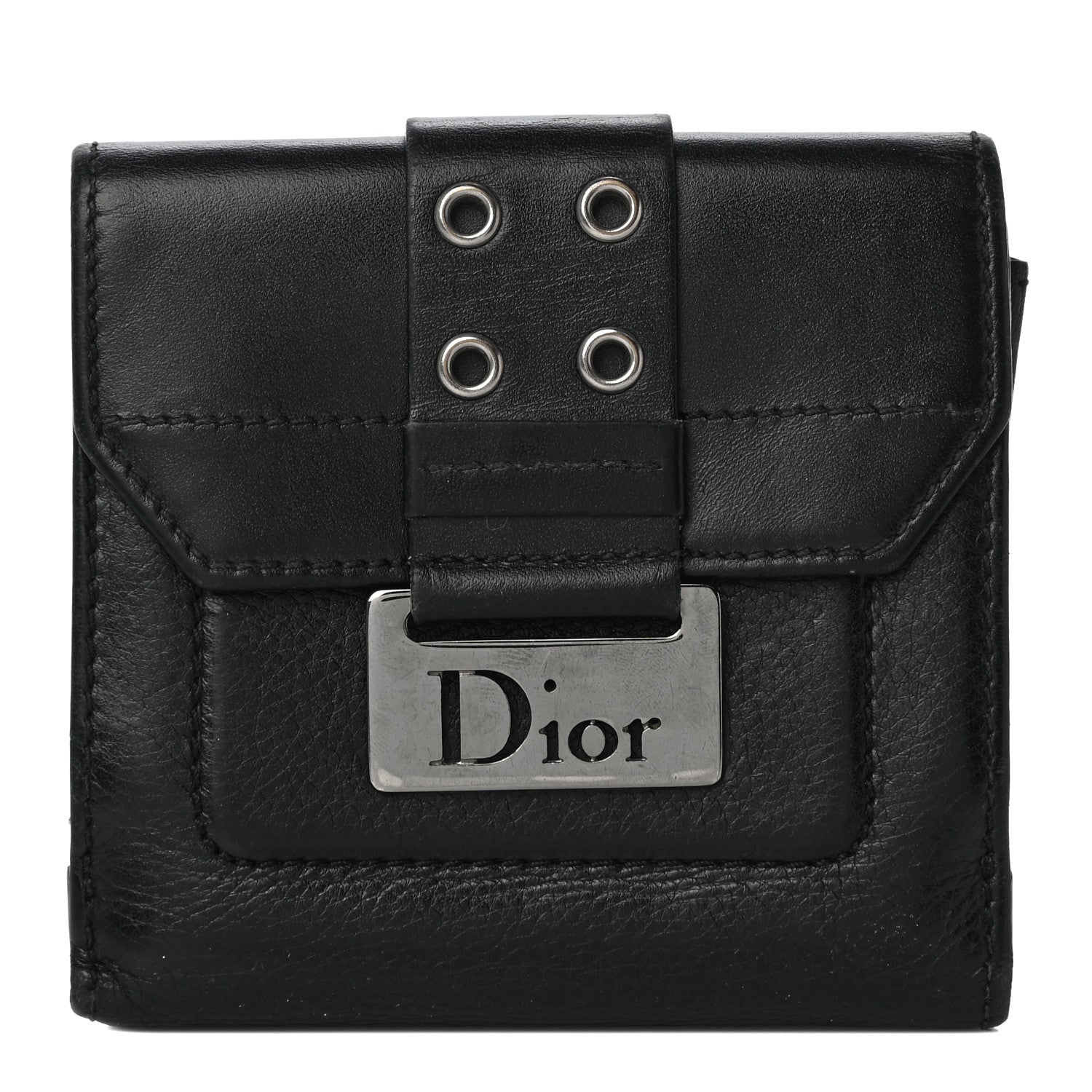 Christian Dior Calfskin Street Chic Compact Flap Wallet Black 1 of 12