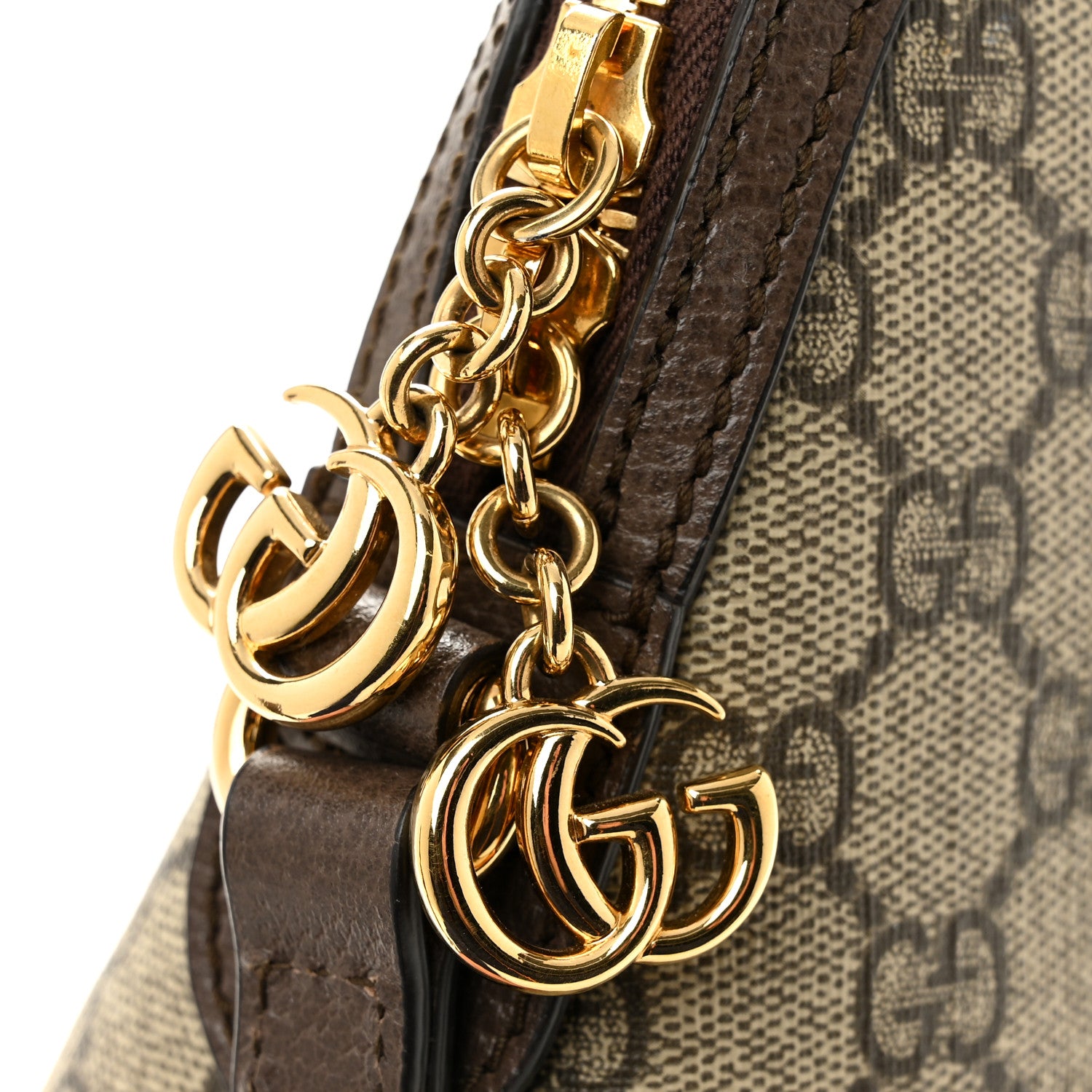 Gucci GG Supreme Monogram Textured Dollar Calfskin Web Small Ophidia Dome Shoulder Bag Beige Ebony New Acero 13 of 13