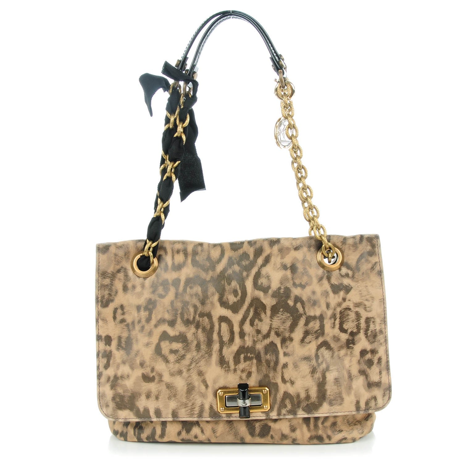 Lanvin Nubuck Leopard Print Medium Happy Shoulder Bag 1 of 6
