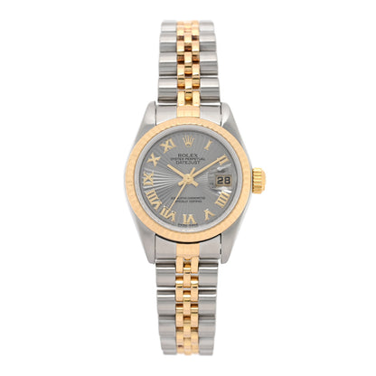 Rolex Stainless Steel 18K Yellow Gold 26mm Oyster Perpetual Datejust Watch Silver Sunbeam Roman 79173 1 of 4