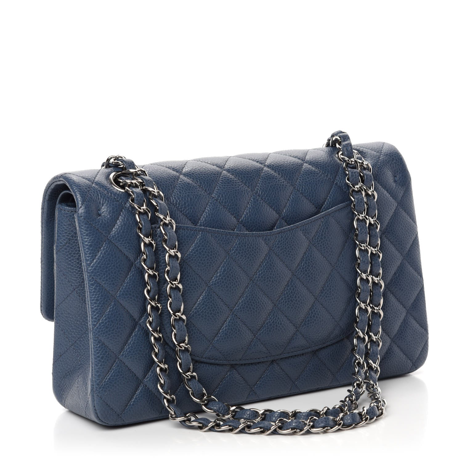 Chanel Caviar Quilted Medium Double Flap Dark Blue 4 of 12