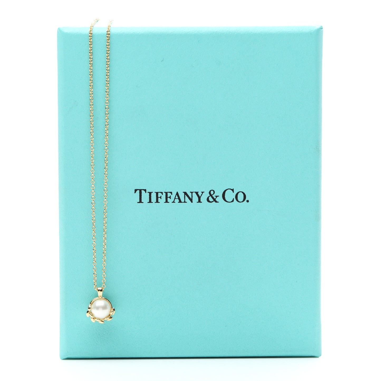 18K Yellow Gold Pearl Paloma Picasso Olive Leaf Pendant Necklace