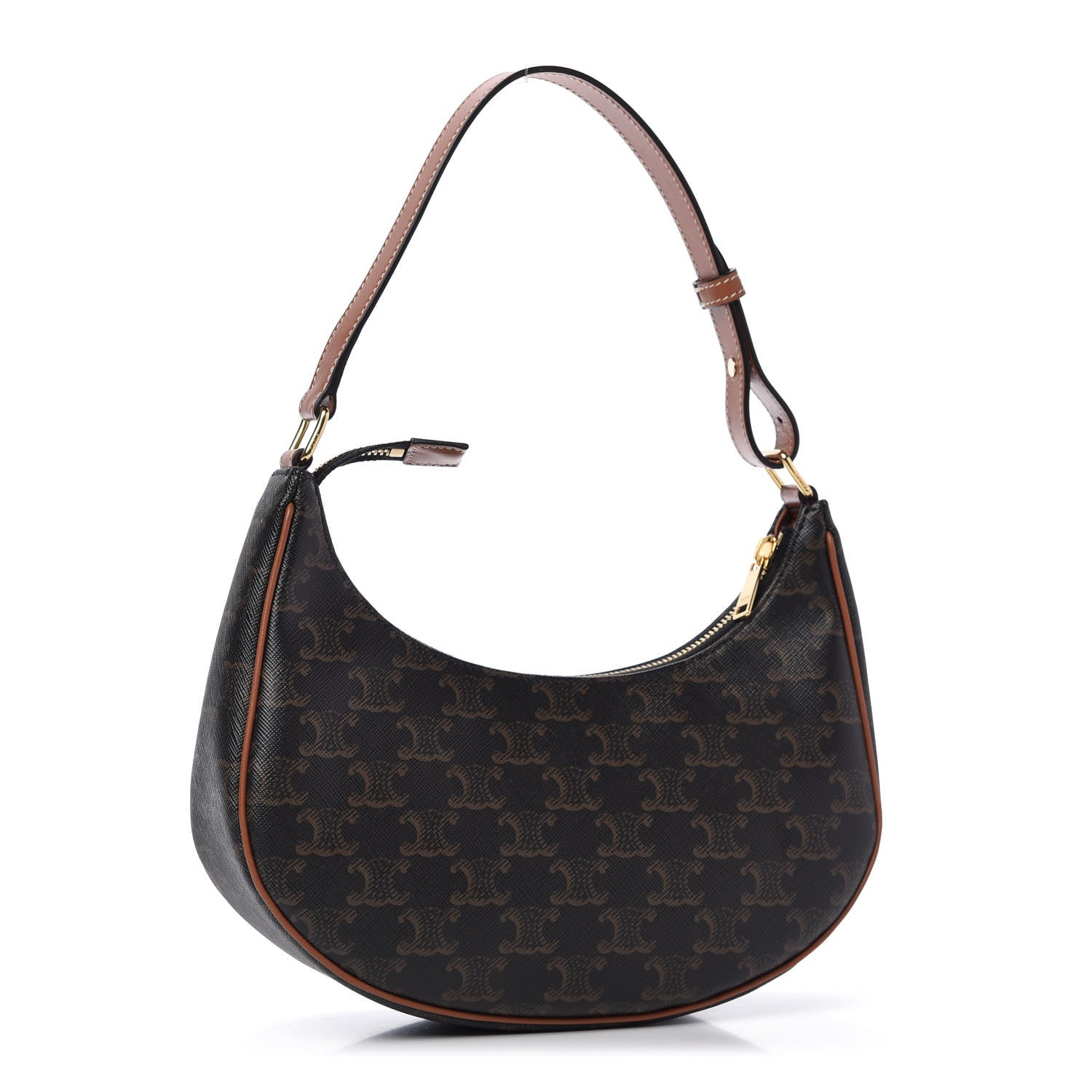 Celine Triomphe Canvas Calfskin Ava Shoulder Bag Tan 3 of 9