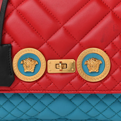 Versace Nappa Quilted Icon Shoulder Bag Red Blue Black 8 of 12
