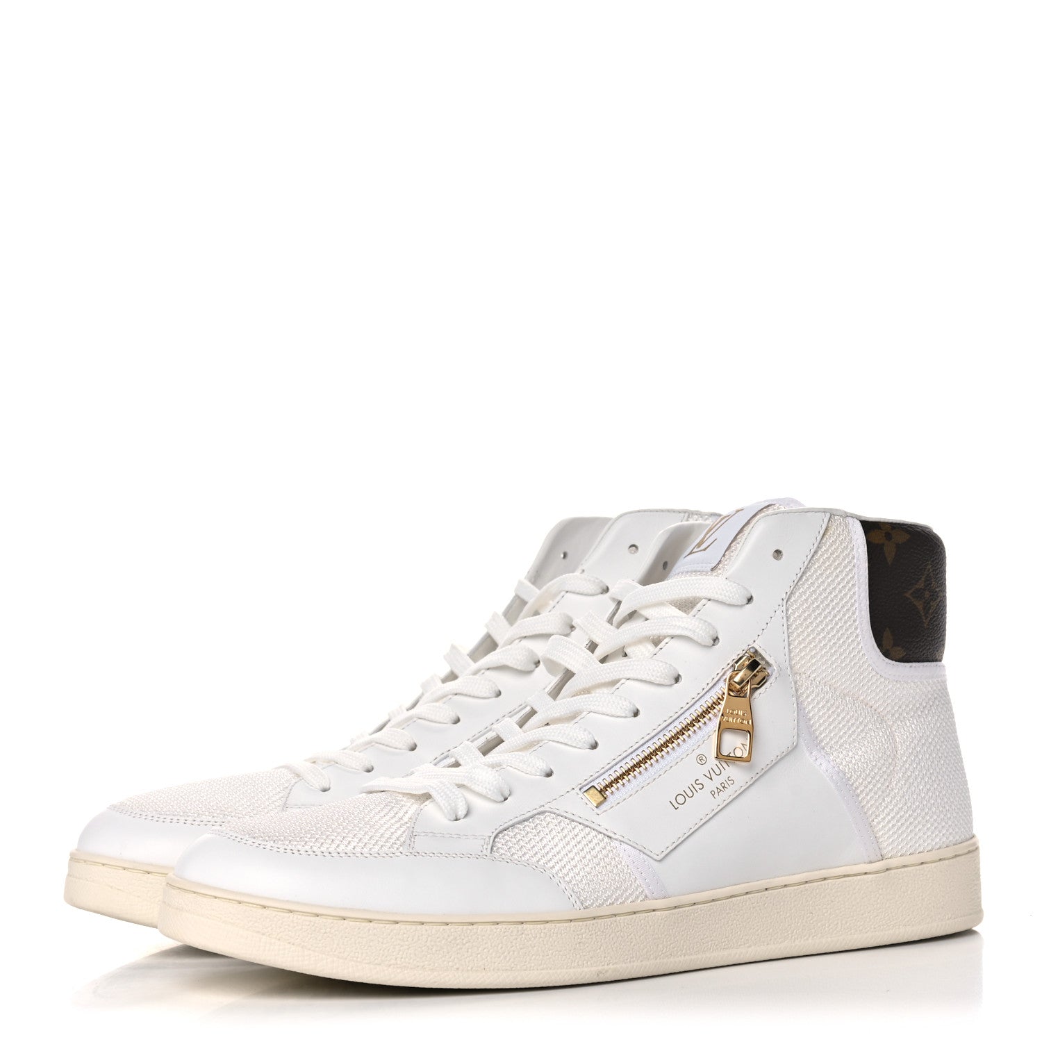 Louis Vuitton Monogram Calfskin Rivoli High Top Sneakers 7.5 White 3 of 9