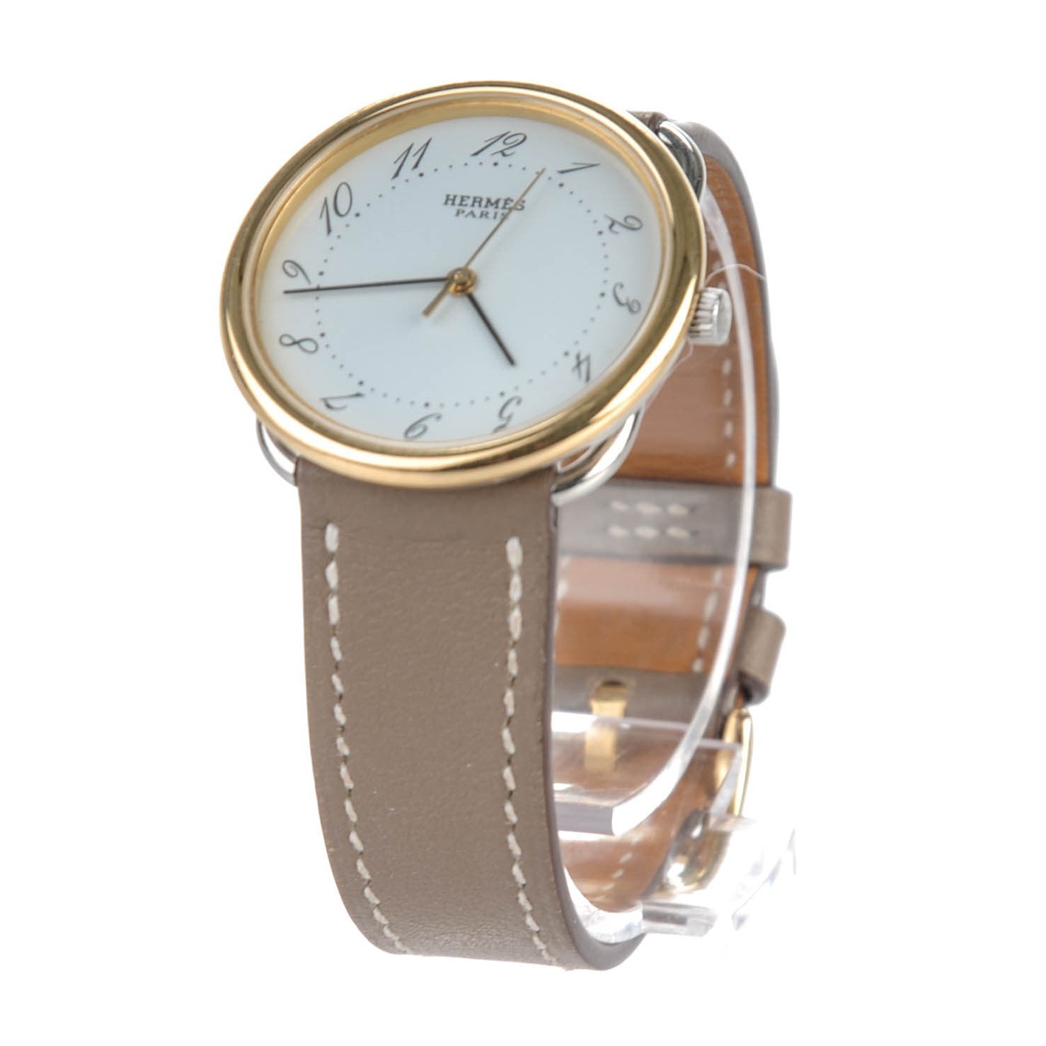 Hermes Stainless Steel Swift 30.5mm Arceau Quartz Watch Etoupe 2 of 16