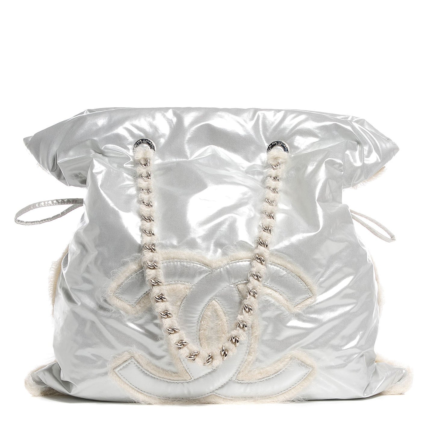 Vinyl Mohair Trimmed CC Bonbons Tote Silver