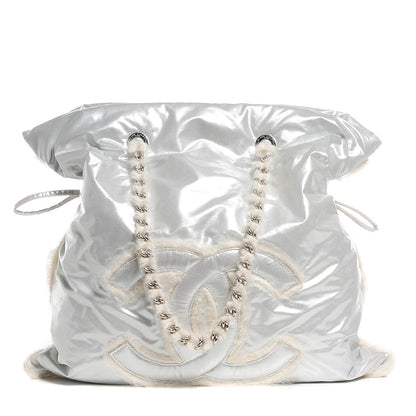Chanel Vinyl Mohair Trimmed CC Bonbons Tote Silver 1 of 6